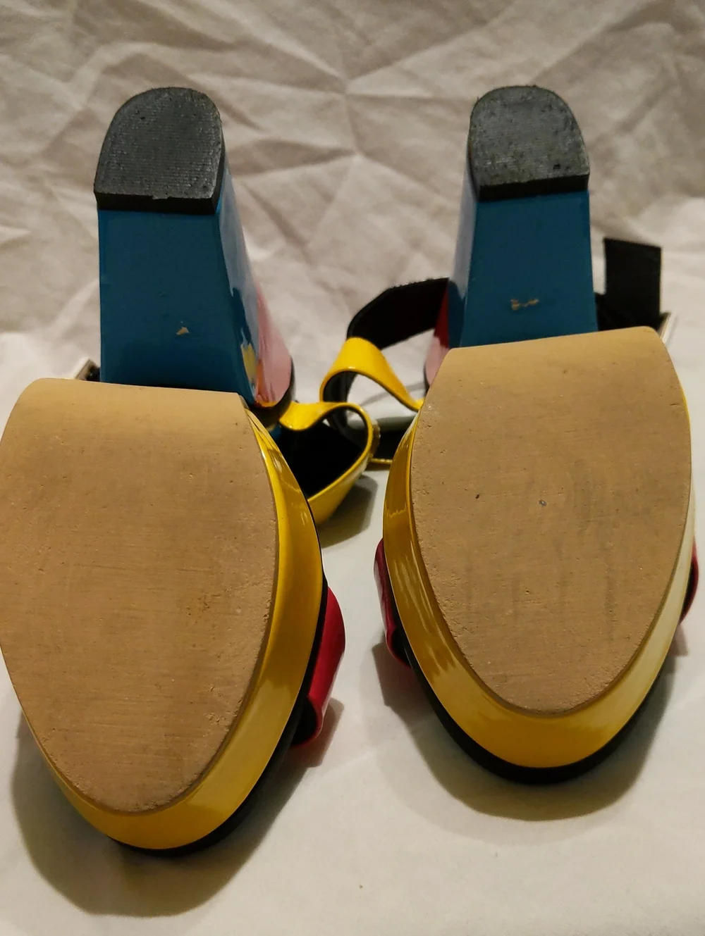 Giuseppe Zanotti Multicolor Platform Sandals in Yellow, Pink & Blue